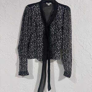 Conditions Apply (Anthropologie) Sheer Leopard Tie Blouse –XS– Feminine & Chic